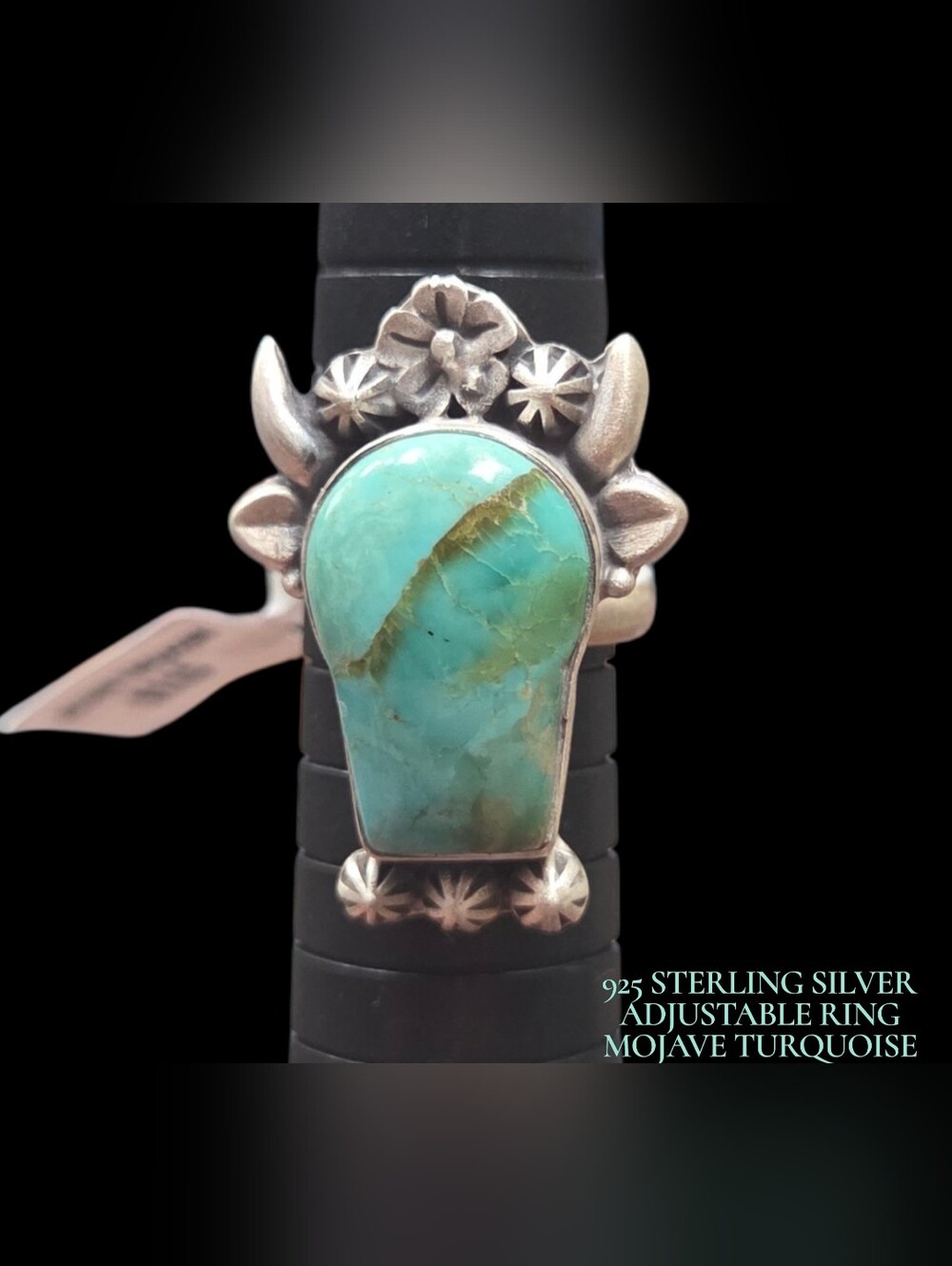 925 Sterling Silver Mojave Turquoise Adjustable Statement Ring - Turquoise
